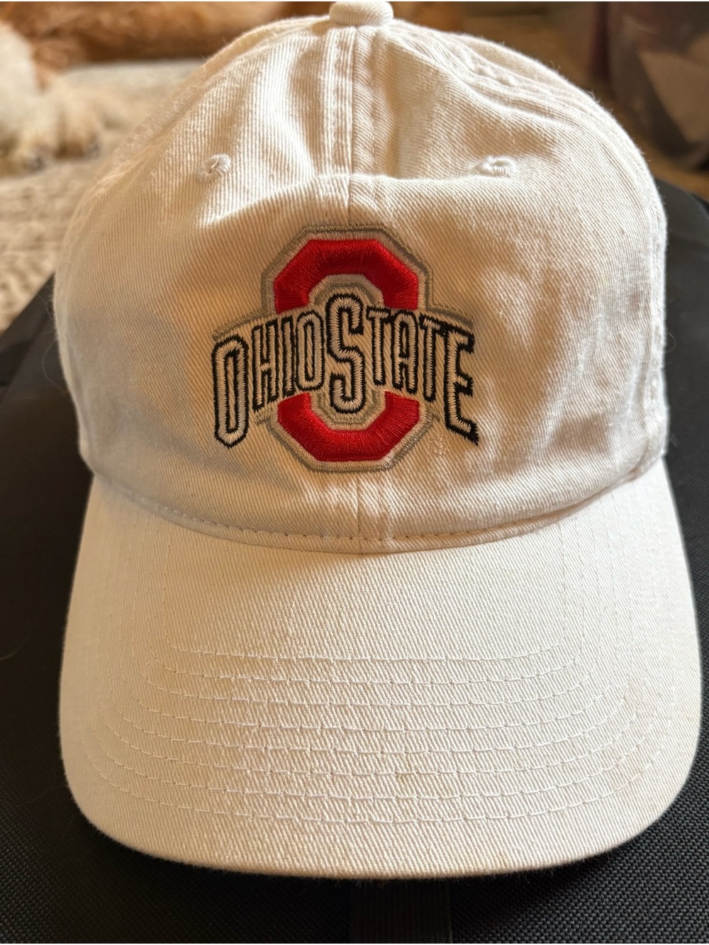 Ohio State White Baseball Cap with Red Logo